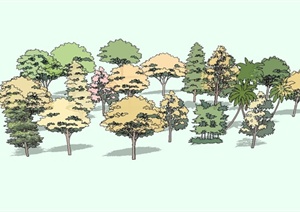 写意2d景观树木植物设计SU(草图大师)模型