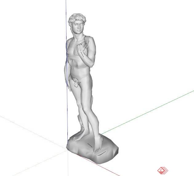 欧式青年男性人体雕塑设计SU模型(1)