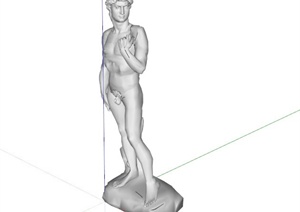 欧式青年男性人体雕塑设计SU(草图大师)模型