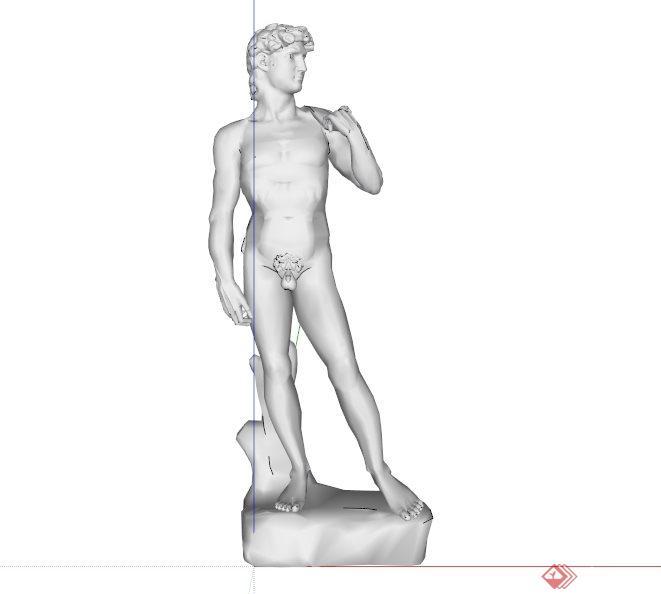 欧式青年男性人体雕塑设计SU模型(3)
