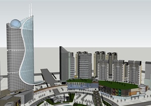 现代商务办公区建筑规划设计SU(草图大师)模型