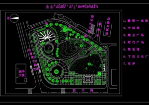 现代风格广场植物配置设计CAD图