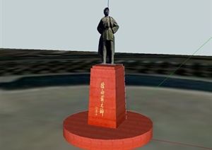 英雄纪念碑人物雕塑设计SU(草图大师)模型
