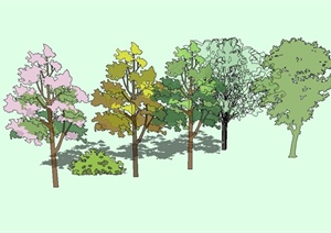五种写意树木设计SU(草图大师)模型
