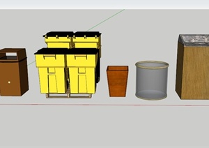 多个垃圾箱设计SU(草图大师)模型