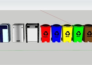 多个户外垃圾箱设计SU(草图大师)模型