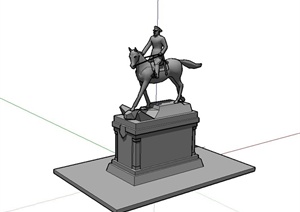 现代风格骑马人物雕塑设计SU(草图大师)模型