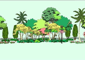 乔木灌木植物群落植物素材SU(草图大师)模型