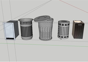 五种不同的垃圾箱设计SU(草图大师)素材模型