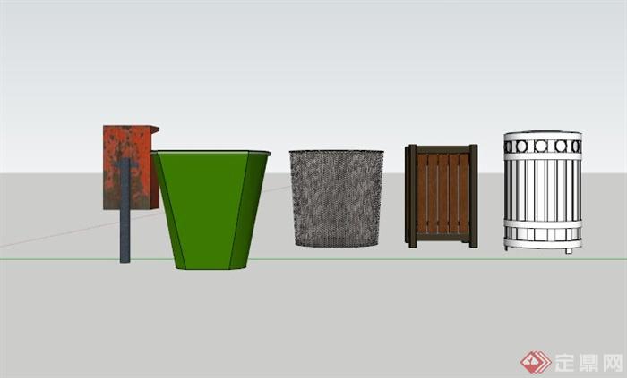 现代垃圾箱设计合集SU素材模型(3)