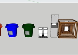 7个现代垃圾箱设计SU(草图大师)素材模型