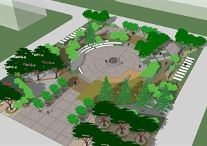 小广场景观设计规划SU(草图大师)模型