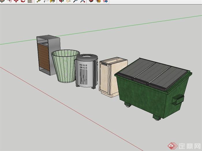 五种垃圾箱设计SU素材模型(3)