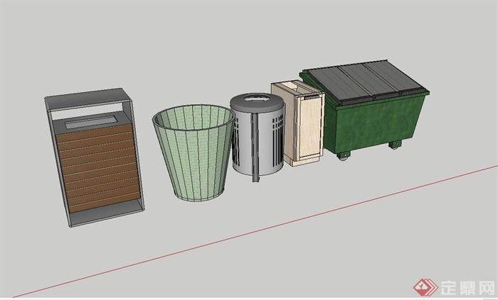 五种垃圾箱设计SU素材模型(2)