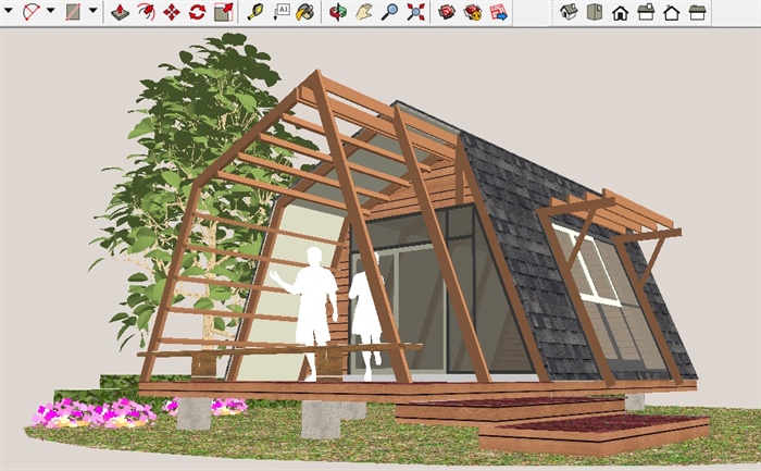 公园景观小木屋sketchup精致设计模型(2)