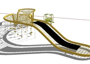 儿童室外拓展游乐设施SU(草图大师)精细设计模型