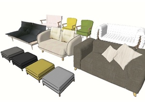 几个软沙发设计SU(草图大师)模型