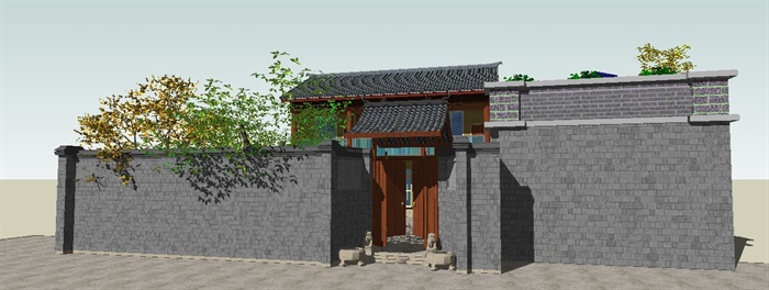 农村自建别墅小院Su精致设计模型(2)