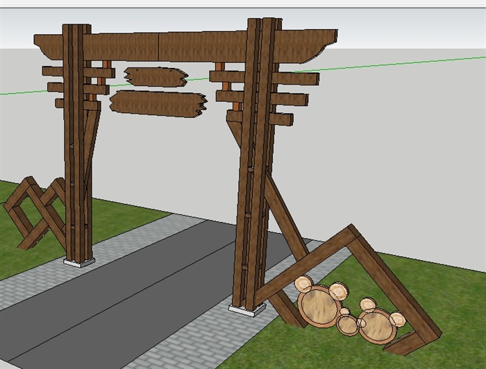 两个木材大门sketchup精致设计模型(2)