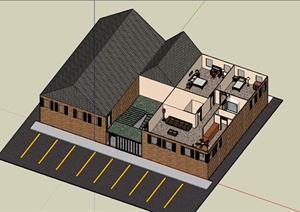 某现代风格住宅空间及建筑设计SU(草图大师)模型