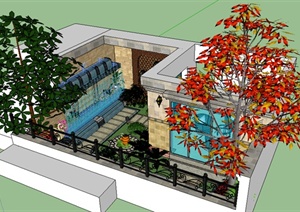 住宅某庭院景观设计SU(草图大师)模型