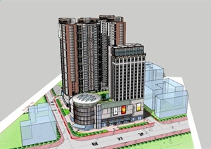 高层商住建筑设计SU(草图大师)模型素材