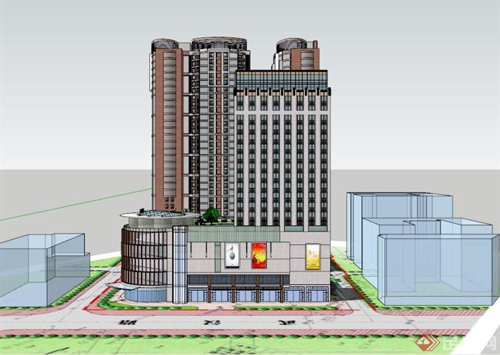 高层商住建筑设计SU模型素材(3)