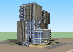 现代常见高层商住建筑设计SU(草图大师)模型素材