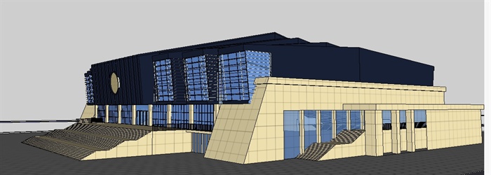 新中式体育馆建筑Su精美设计模型(5)