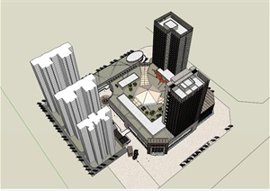 商业广场综合建筑设计SU(草图大师)模型