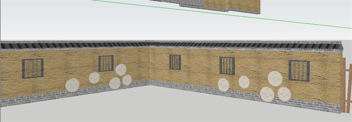 某石材围墙与原生态栅栏墙SU精细设计模型