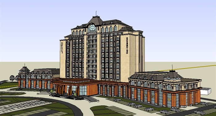 欧式某国际大酒店sketchup精致设计模型