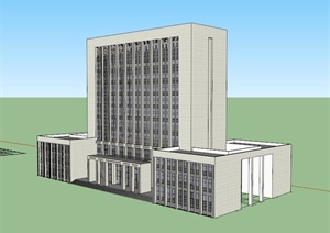 现代高层政府办公大楼建筑设计SU(草图大师)模型