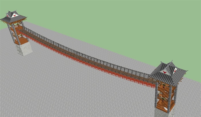 白族图腾悬索塔桥Su精致设计模型(2)