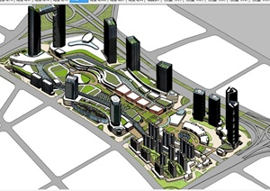 商业区规划综合体建筑设计SU(草图大师)模型