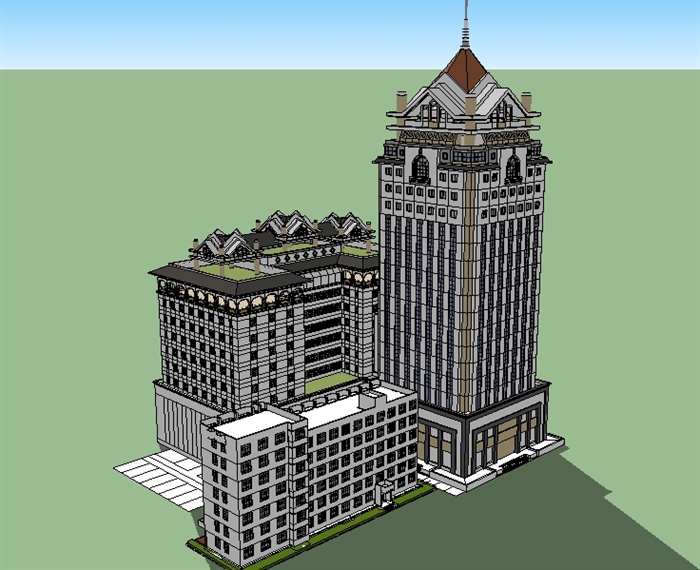 现代大花园酒店方案sketchup精致设计模型(2)
