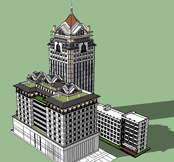 现代大花园酒店方案sketchup精致设计模型(4)