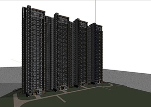 现代高层住宅建筑SU(草图大师)模型素材