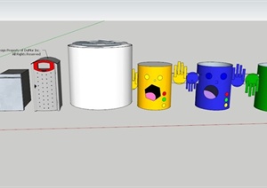 多个垃圾箱设计合集SU(草图大师)素材模型