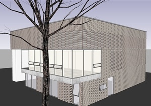 现代风格两层办公楼设计SU(草图大师)模型