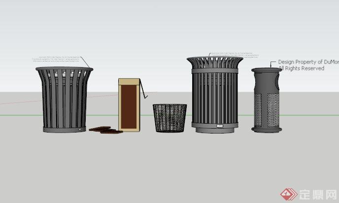 5个现代简约垃圾箱SU素材(2)