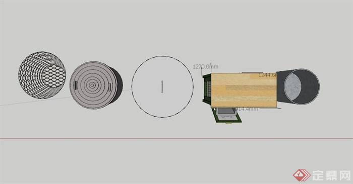 5个现代简约垃圾箱SU素材模型(2)