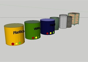 七种不同的垃圾箱设计SU(草图大师)素材模型