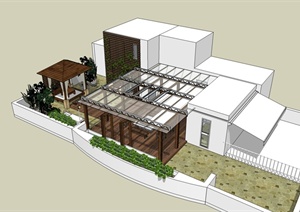 屋顶庭院景观设计SU(草图大师)模型