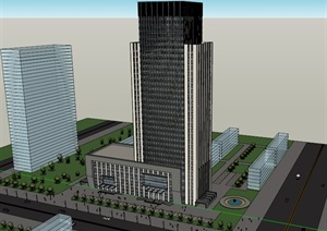 现代简约高层办公楼设计SU(草图大师)模型