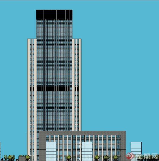 现代简约高层办公楼设计SU模型(4)