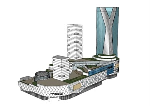 某多层高层综合建筑设计SU(草图大师)模型