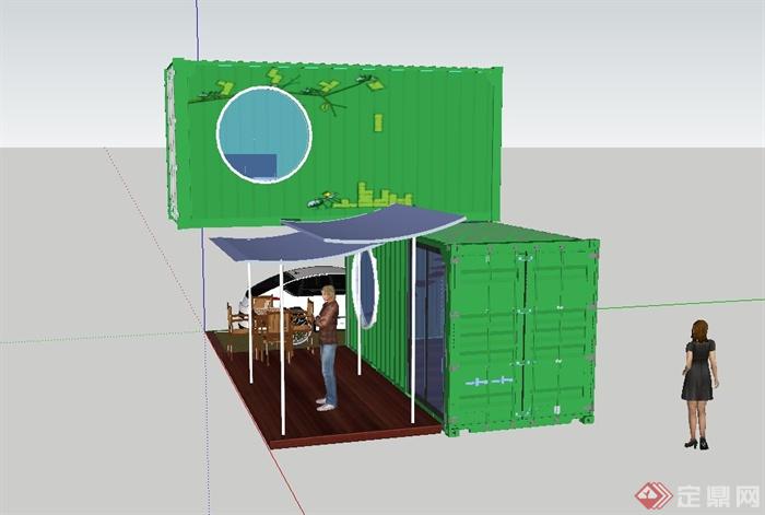 两层集装箱式住宅建筑设计su模型(3)
