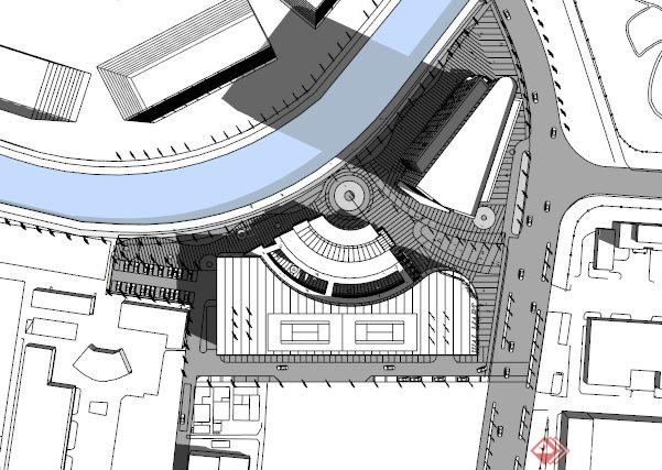 现代时尚商业办公楼建筑设计SU模型(2)
