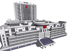 某现代风格整体医院建筑设计SU(草图大师)模型